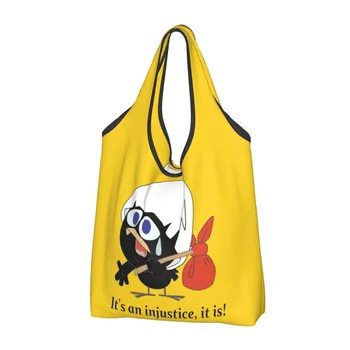 Сумка для покупок из комиксов Calimero, забавная сумка для покупок, сумки через плечо, портативная милая сумка с рисунком черного цыпленка