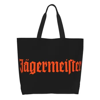 Сумки для покупок с логотипом Jagermeister, холщовые сумки для покупок с модным принтом, сумки через плечо, прочная сумка большой емкости