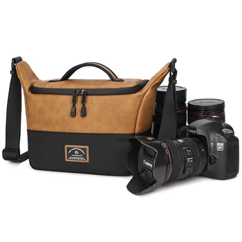 Сумки для цифровых зеркальных фотоаппаратов KOOGER, сумка для фотосъемки объектива, водонепроницаемая кожаная сумка для хранения через плечо для камеры Canon Nikon Sony 1