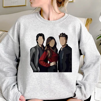 толстовки the Vampire Diaries женские y2k, эстетичный пуловер, женская японская рубашка с капюшоном
