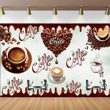 Фон для фотосъемки Кофейные зерна, шоколадные капли, закуски, сладости, баннер для вечеринки Sweet Girl Послеобеденный чай в кофейне