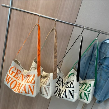 Холщовая сумка большой емкости с буквами, сумка через плечо на широком плечевом ремне, женская повседневная сумка-тоут, сумки для почтальонов, Эко-сумка для покупок в продуктовых магазинах