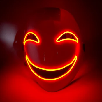 2024 Новоприбывшая Рождественская маска для косплея из японского аниме, мигающая светодиодная маска для улыбающегося лица, освещающая Рождество 2