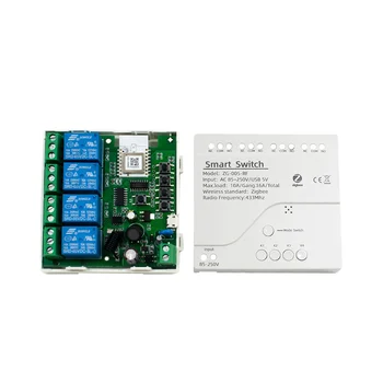 4-Канальный Модуль Tuya Zigbee Smart Switch 85-250 В Реле Smart Home Remote Control Работает со Шлюзом для Alexa Google Home 2