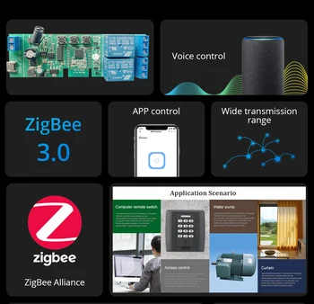 ZigBee 3,0 WiFi 2CH Реле 12V 24V Smart Switch DC7-32V RF Приемник WIFI Модуль Самоблокирующийся, Медленно Работающий с Google Home Alexa 2