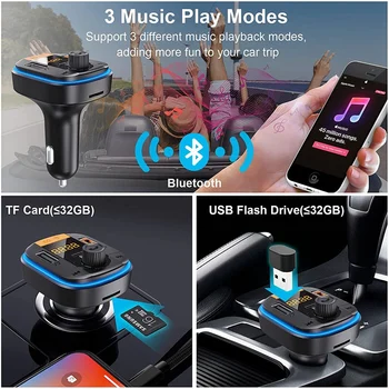 Адаптер FM-передатчика Bluetooth 5,0 С PD20W + QC3.0 Двойной Быстрой Зарядкой Беспроводной Радио-Аудиоприемник Автомобильный MP3-Плеер 2
