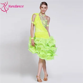 Женская коктейльная клубная одежда для латиноамериканских танцев, платье зеленого цвета 2