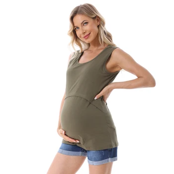 Женская одежда для беременных, Топы без рукавов, Одежда для кормления грудью, Летние майки, топы Плюс размер S-4XL 2