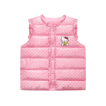 Зимний детский теплый жилет Hello Kitty, детская куртка без рукавов с однотонным принтом для молодежи 2-10 лет, хлопковая куртка, жилет 2