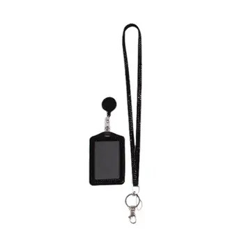 Значок со стразами на шее, шнурок с выдвижной катушкой для удостоверения личности, держатель для ключей от телефона. 2