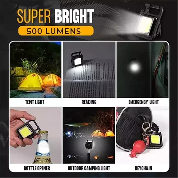 Мини Портативный светодиодный фонарик, Перезаряжаемый через USB Рабочий фонарь 800 люмен, яркий брелок для ключей, Маленькие Карманные Фонарики для улицы 2