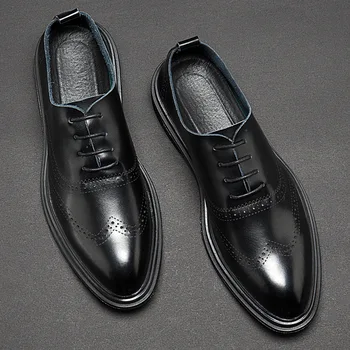 Мужские модельные туфли Удобная модная обувь из натуральной кожи Мужская Повседневная деловая обувь Официальная мужская модельная обувь Обувь 2