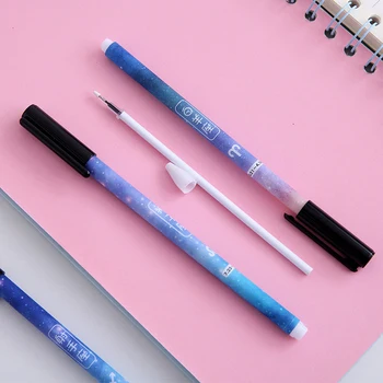 Набор мультяшных гелевых ручек 6ШТ Нейтральная ручка для плавного письма Fastdry 0,5 мм Черный Синий Цвет Сменные школьные канцелярские принадлежности 2