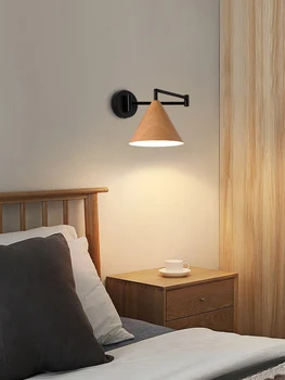 Новый продукт Черная роботизированная рука Круглого деревянного цвета Классические Простые светильники Настенный светильник для дома, спальни, Бра 2