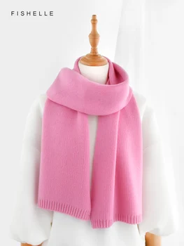Новый Розовый кашемировый шарф, Женский зимний теплый вязаный шерстяной Узкий Короткий шарф, Роскошные подарки на день рождения для девочек 2