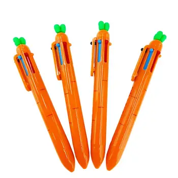 Ручка для подписи, шариковая ручка в форме моркови, 6 цветов, выдвижная канцелярская ручка для школьного письма маркером, симпатичная ручка 2