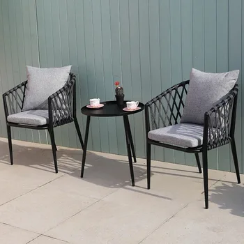 Современные уличные пляжные стулья, простой стул для отдыха на балконе со спинкой во внутреннем дворе, Скандинавское плетеное из веревки кресло, мебель, пляжный стул C 2