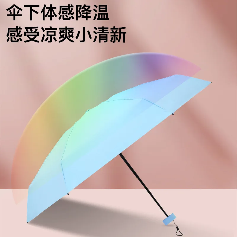Мини-складной солнцезащитный зонтик для женщин с защитой от солнца и ультрафиолета, маленький портативный карманный зонтик-зонт от дождя и солнца Изображение 3