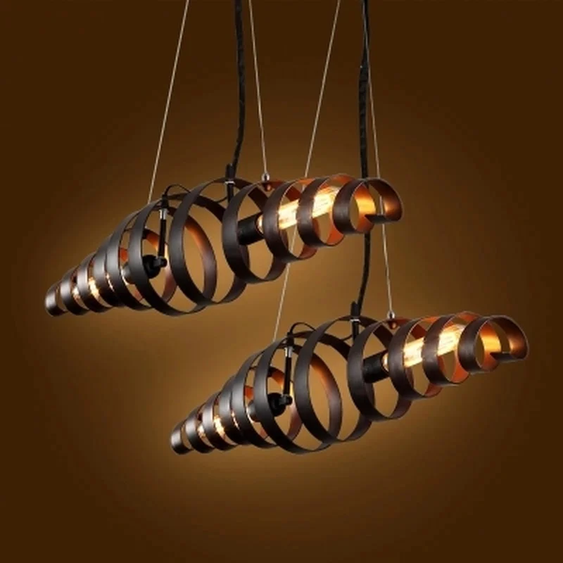 ЛОФТ ретро промышленная ржавчина, черное железо, вращающаяся турбина, подвесной светильник, кофейный светильник с двойной головкой, 110-240 В Изображение 3