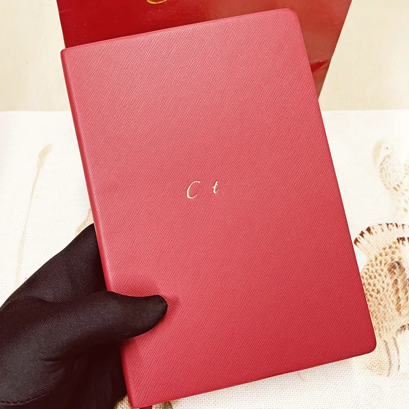 MBS Красного цвета, классическая кожа и качественная бумага, тщательно обработанный роскошный блокнот для письма CT, стильный 146 размер Изображение 5