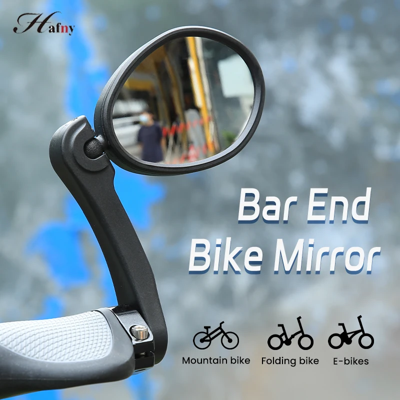 Hafny Оригинальные Торцевые Зеркала Велосипедного Руля Поворотное Зеркало Заднего Вида Для Дорожного Велосипеда MTB Велоспорт Стальная Линза Слепое Пятно Безопасное Зеркало Изображение 5
