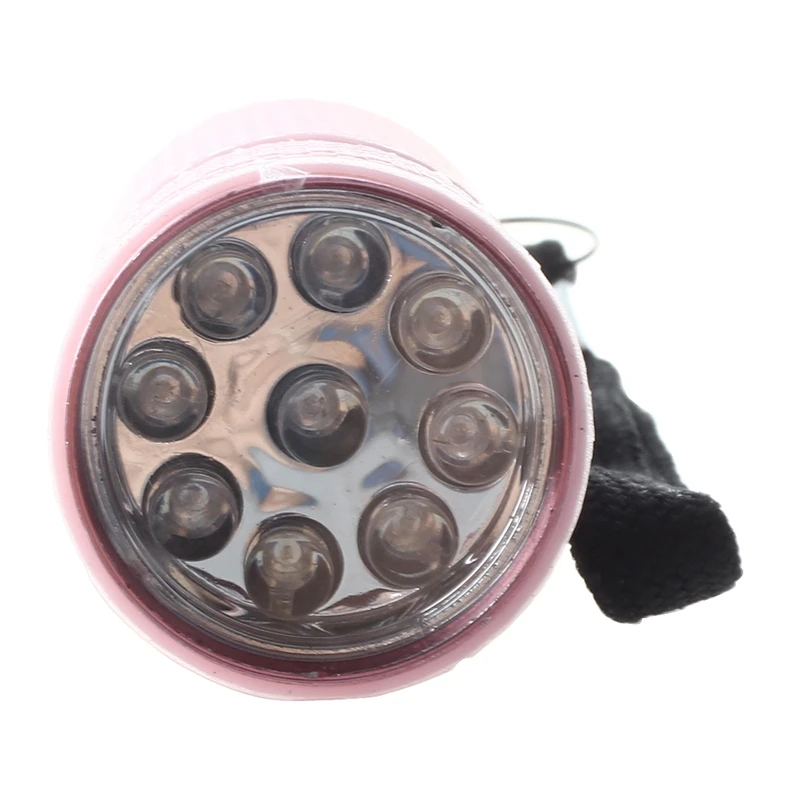 4X Наружный мини-фонарик с розовым резиновым покрытием на 9 светодиодов Изображение 1