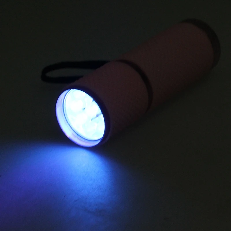 4X Наружный мини-фонарик с розовым резиновым покрытием на 9 светодиодов Изображение 3