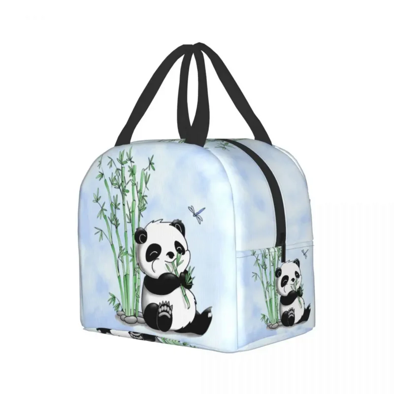 Изолированная сумка для ланча с изображением медведя панды для кемпинга, путешествий, Портативный термоохладитель, ланч-бокс для женщин, детей, сумки для хранения продуктов для пикника Изображение 1