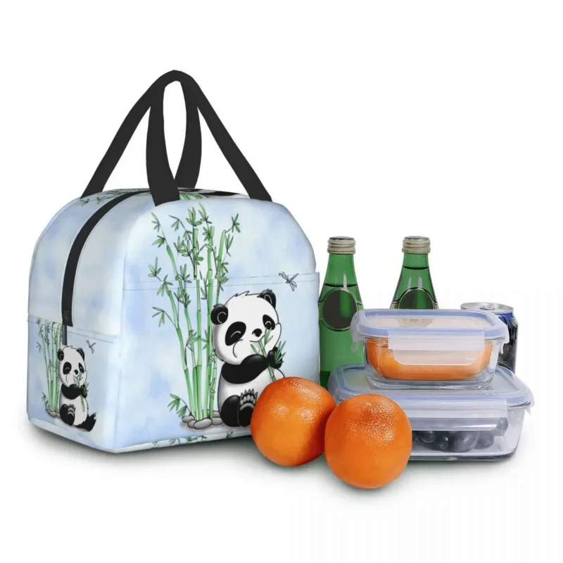 Изолированная сумка для ланча с изображением медведя панды для кемпинга, путешествий, Портативный термоохладитель, ланч-бокс для женщин, детей, сумки для хранения продуктов для пикника Изображение 5