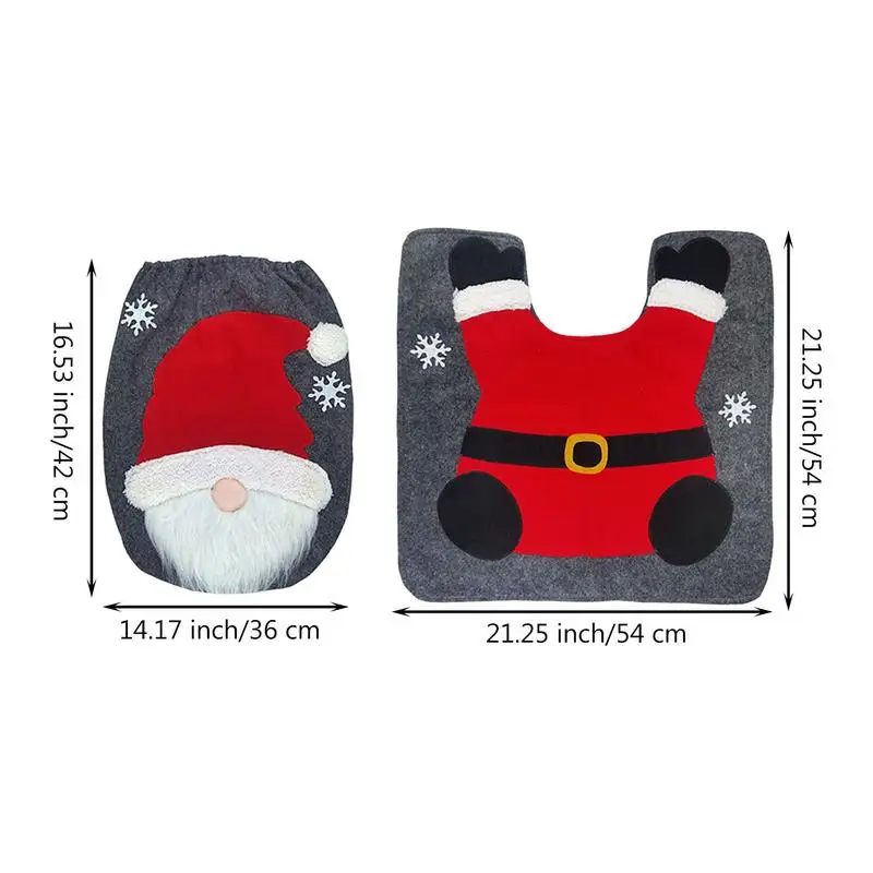 наборы рождественских ковриков для ванной из 2 предметов, U-образный коврик для туалета Санта, накладка для крышки унитаза и многое другое - идеально подходят для рождественского декора Изображение 5