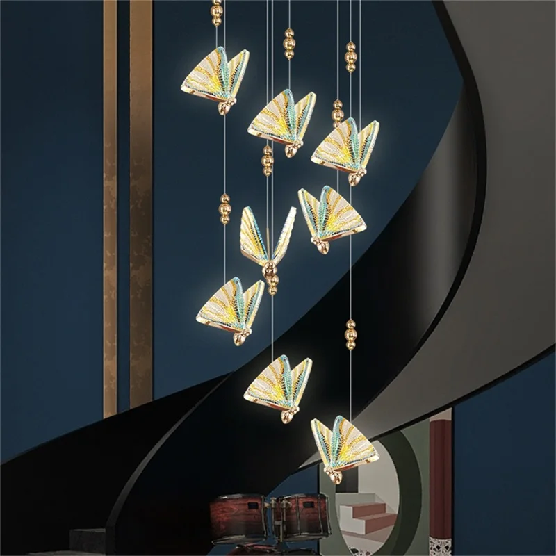 Люстра TEMAR Nordic Butterfly, светильники, современные подвесные светильники, домашняя светодиодная подсветка для лестничного холла Изображение 1