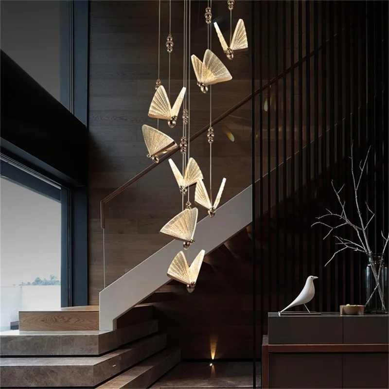Люстра TEMAR Nordic Butterfly, светильники, современные подвесные светильники, домашняя светодиодная подсветка для лестничного холла Изображение 4
