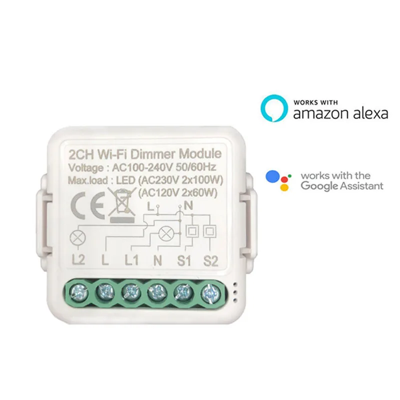 2 ~ 5ШТ Tuya ZigBee 3.0 Smart Dimmer Switch Module 10A, Поддерживает 2-Полосное Управление Затемняемым Переключателем, Работает с Alexa Alice Home Изображение 4