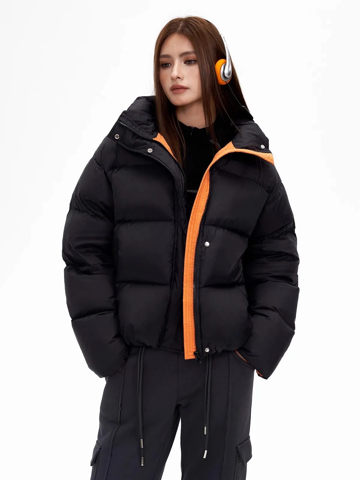 Женская зимняя новая утолщенная теплая куртка с хлопковой подкладкой 2023, Теплые парки в корейском стиле со свободным воротником-стойкой Изображение 2
