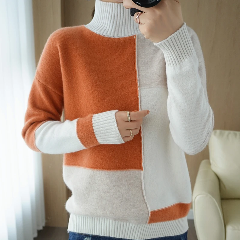BARESKIY, осенне-зимний новый кашемировый свитер, женский пуловер с высоким воротом, приталенный свитер, базовый вязаный свитер, женский кардиган Изображение 1