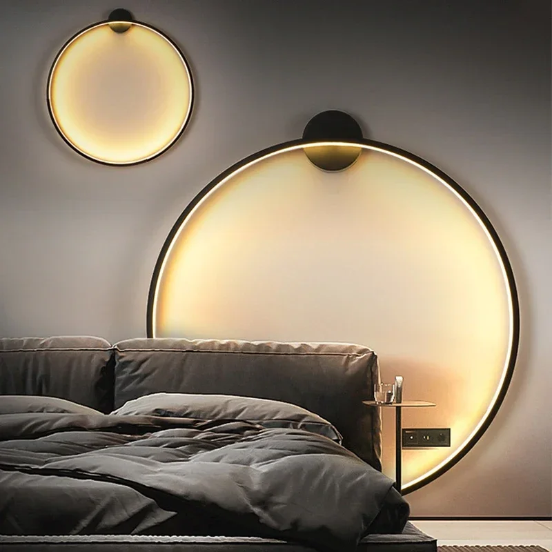 Светодиодный настенный светильник Nordic Circle в минималистичном стиле для гостиной, прихожей, прикроватной тумбочки отеля, домашнего декора, бра, светильников для внутреннего освещения Изображение 2
