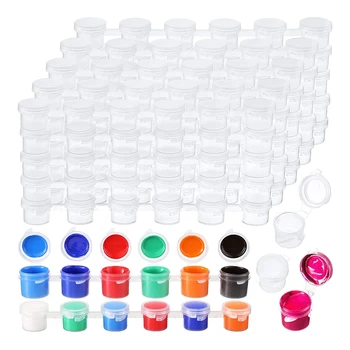 100 полосок 600 Банок Пустые полоски для краски Стаканчик для краски Прозрачные пластиковые контейнеры для хранения принадлежностей для рисования (3 Мл / 0,1 унции) 1
