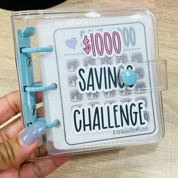 1000 Savings Challenge Prefdo Money Saving Binder Мини-бюджетный биндер с конвертами для наличных Простой и интересный способ сэкономить 1000 долларов наличными