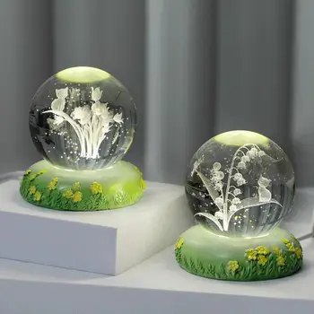 3D креативный хрустальный шар, лампа с 3D рисунком, настольная лампа из смолы, настольные украшения, атмосфера в стиле кантри, Легкие поделки из смолы с основанием 1