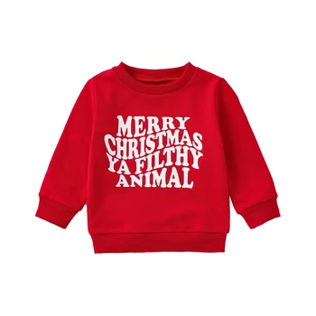 Bmnmsl, Рождественские толстовки для малышей, Повседневные пуловеры с длинным рукавом и буквенным принтом, топы, детская зимняя одежда 1