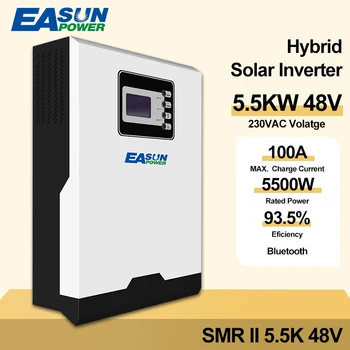 EASUN POWER 5.5KW Солнечный Инвертор Вне Сети С Bluetooth 220V 48V 5500W 100A MPPT Чистый Синусоидальный Гибридный Инвертор PV Input 500VDC 1