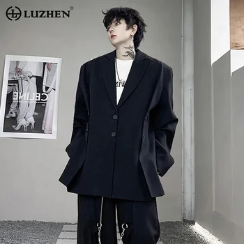 LUZHEN 2024 Весна Новый Модный Элегантный Дизайн Сращивания Повседневный Блейзер Пальто Мужская Мода Корейская Свободная Куртка С Наплечниками 58da94 1