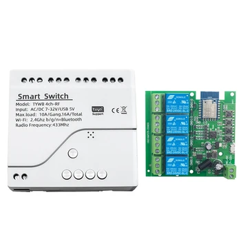 Tuya Smart Switch 4CH Tuya Wifi Switch DIY Таймер AC/DC 7-32 В 4CH RF Smartlife Модуль Домашней Автоматизации для Alexa Google Home 1