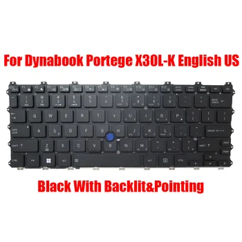 Английская клавиатура для ноутбука Dynabook Portege X30L-K, черная, с подсветкой и указаниями, новая