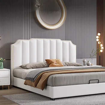 Высококачественная Скандинавская Двуспальная Кровать Дизайнерского дизайна из белого дерева Для хранения Полноразмерных каркасов кроватей Queen Многофункциональная мебель Cama De Casal 1