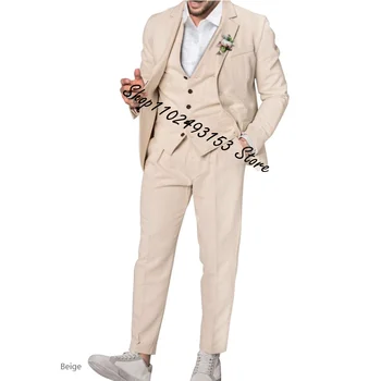 Скидка Новейшие разработки, серый мужской костюм, 3 предмета, приталенные костюмы для выпускного вечера, свадебные костюмы для мужчин, деловой смокинг жениха (куртка + жилет + брюки), комплект > Костюмы и блейзеры < Mir-kp.ru 11