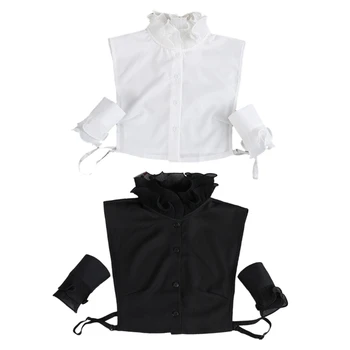 Женская блузка со стоячим воротником-стойкой, Винтажные однотонные съемные рубашки-половинки, Укороченный топ, Аксессуары для одежды, НОВЫЕ 1