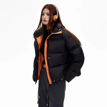 Женская зимняя новая утолщенная теплая куртка с хлопковой подкладкой 2023, Теплые парки в корейском стиле со свободным воротником-стойкой