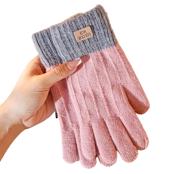 Женские зимние перчатки для сенсорного экрана, противоскользящие эластичные зимние перчатки для текстовых сообщений на весь палец для холодной погоды, защищающие руки 1