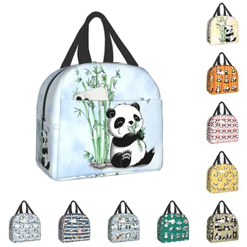 Изолированная сумка для ланча с изображением медведя панды для кемпинга, путешествий, Портативный термоохладитель, ланч-бокс для женщин, детей, сумки для хранения продуктов для пикника